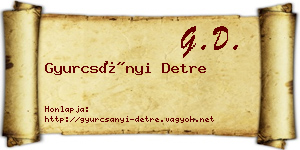 Gyurcsányi Detre névjegykártya